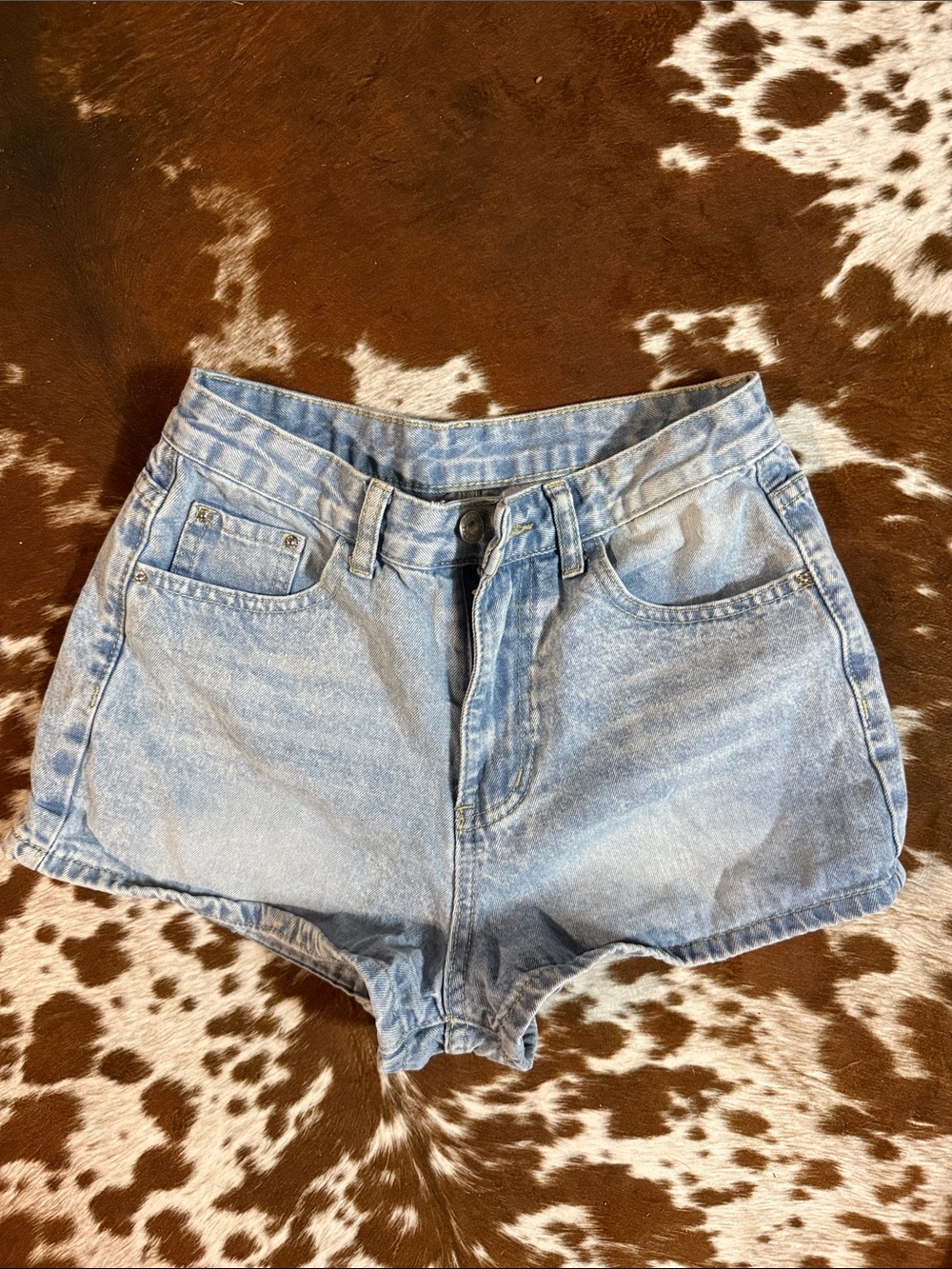 SHEIN Light Blue High-Rise Denim Shorts